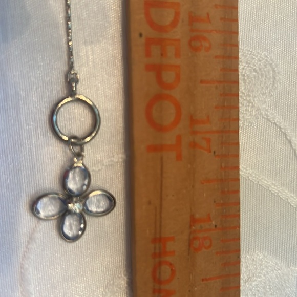 Vintage BLUE Crystal Flower Necklace Dangle and Pierced Earrings - Picture 2 of 5